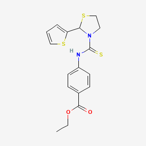 Ethyl 4-({[2-(thiophen-2-yl)-1,3-thiazolidin-3-yl]carbonothioyl}amino)benzoate