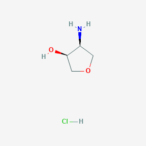 molecular formula C4H10ClNO2 B1379751 (3S,4S)-4-Aminotetrahydrofuran-3-ol hydrochloride CAS No. 190792-73-5