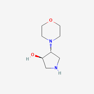 molecular formula C8H16N2O2 B1379753 (3R,4R)-4-(morpholin-4-yl)pyrrolidin-3-ol CAS No. 1187339-81-6