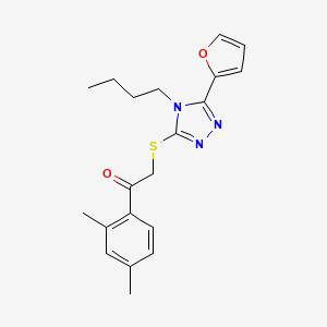 molecular formula C20H23N3O2S B13797629 2-[[4-Butyl-5-(furan-2-yl)-1,2,4-triazol-3-yl]sulfanyl]-1-(2,4-dimethylphenyl)ethanone 