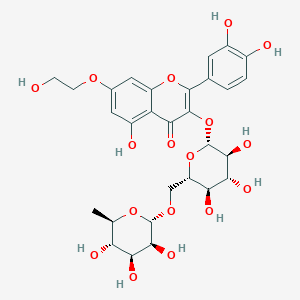 2-(3,4-dihydroxyphenyl)-5-hydroxy-7-(2-hydroxyethoxy)-3-[(2R,3S,4R,5R,6S)-3,4,5-trihydroxy-6-[[(2S,3S,4S,5S,6R)-3,4,5-trihydroxy-6-methyloxan-2-yl]oxymethyl]oxan-2-yl]oxychromen-4-one