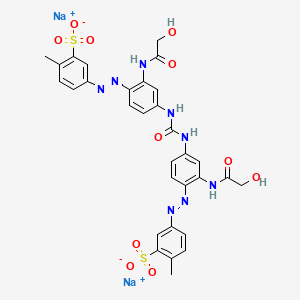 Benzenesulfonic acid, 3,3'-[carbonylbis[imino[2-[(2-hydroxyacetyl)amino]-4,1-phenylene]azo]]bis[6-methyl-, disodium salt