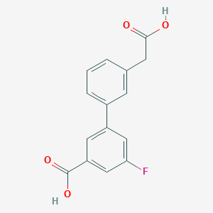 molecular formula C15H11FO4 B1379786 3-[3-(羧甲基)苯基]-5-氟苯甲酸 CAS No. 1393442-01-7