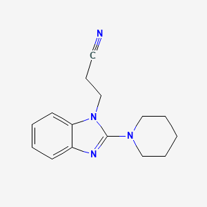 1-Benzimidazolepropionitrile, 2-piperidino-