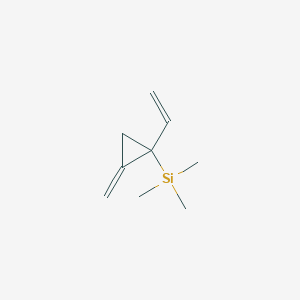 molecular formula C9H16Si B13798117 Cyclopropane, 1-methylene-2-trimethylsilyl-2-vinyl- 