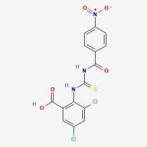 3,5-Dichloro-2-[[[(4-nitrobenzoyl)amino]thioxomethyl]amino]-benzoic acid