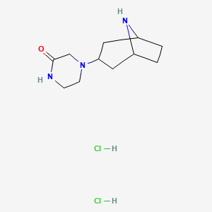 molecular formula C11H21Cl2N3O B1379837 4-(8-氮杂双环[3.2.1]辛烷-3-基)哌嗪-2-酮二盐酸盐 CAS No. 1864064-63-0