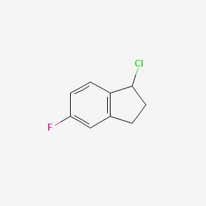 molecular formula C9H8ClF B13798557 1-Chloro-2,3-dihydro-5-fluoro-1H-indene CAS No. 58485-67-9