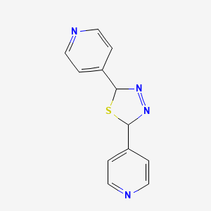 molecular formula C12H10N4S B13798839 Pyridine, 4,4'-(2,5-dihydro-1,3,4-thiadiazole-2,5-diyl)bis- CAS No. 54010-21-8