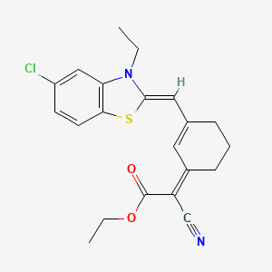 ethyl (2Z)-2-[3-[(Z)-(5-chloro-3-ethyl-1,3-benzothiazol-2-ylidene)methyl]cyclohex-2-en-1-ylidene]-2-cyanoacetate