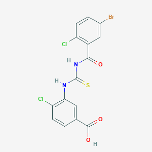 molecular formula C15H9BrCl2N2O3S B13798995 3-[(5-Bromo-2-chlorobenzoyl)carbamothioylamino]-4-chlorobenzoic acid 