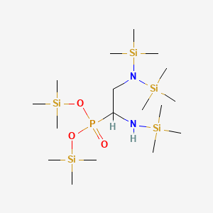 molecular formula C17H49N2O3PSi5 B13799020 Phosphonic acid, [2-[bis(trimethylsilyl)amino]-1-[(trimethylsilyl)amino]ethyl]-, bis(trimethylsilyl) ester 