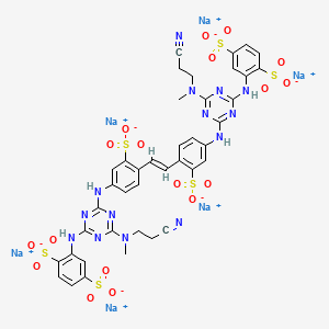 1,4-Benzenedisulfonic acid, 2,2'-(1,2-ethenediylbis((3-sulfo-4,1-phenylene)imino(6-((2-cyanoethyl)methylamino)-1,3,5-triazine-4,2-diyl)imino))bis-, hexasodium salt