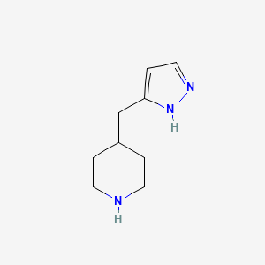molecular formula C9H15N3 B1379933 4-(1H-pyrazol-5-ylmethyl)piperidine CAS No. 1936719-82-2