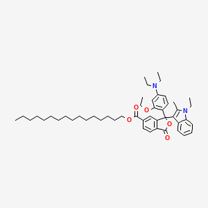 molecular formula C48H66N2O5 B13799510 5-Isobenzofurancarboxylic acid, 3-[4-(diethylamino)-2-ethoxyphenyl]-3-(1-ethyl-2-methyl-1H-indol-3-yl)-1,3-dihydro-1-oxo-, hexadecyl ester CAS No. 69898-63-1