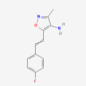 molecular formula C12H11FN2O B1379956 5-[2-(4-Fluorophenyl)ethenyl]-3-methyl-1,2-oxazol-4-amine CAS No. 1235441-81-2