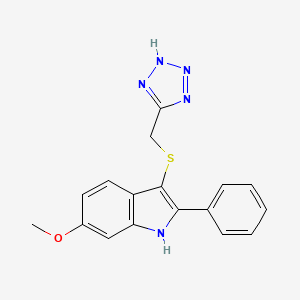 1H-Indole, 6-methoxy-2-phenyl-3-((1H-tetrazol-5-ylmethyl)thio)-