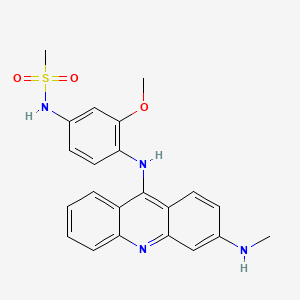 molecular formula C22H22N4O3S B13799642 Methanesulfon-m-anisidide, 4'-(3-(methylamino)-9-acridinylamino)- CAS No. 66147-74-8