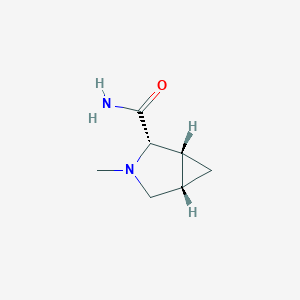 molecular formula C7H12N2O B13799646 3-Azabicyclo[3.1.0]hexane-2-carboxamide,3-methyl-,[1R-(1alpha,2beta,5alpha)]-(9CI) 