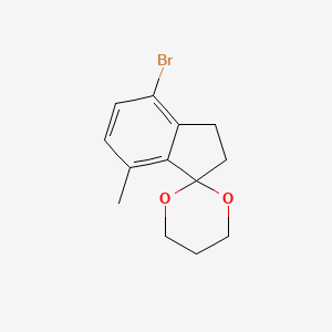 molecular formula C13H15BrO2 B13799669 4-Bromo-7-methyl-1,1-(propylenedioxo)-indane 