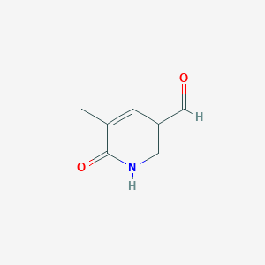 molecular formula C7H7NO2 B1379972 6-羟基-5-甲基烟酰醛 CAS No. 1289194-02-0