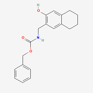 molecular formula C19H21NO3 B13799891 N-[(3-Hydroxy-5,6,7,8-tetrahydronaphthalen-2-yl)methyl]carbamic acid benzyl ester CAS No. 71758-98-0