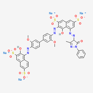 2,7-Naphthalenedisulfonic acid, 5-((4,5-dihydro-3-methyl-5-oxo-1-phenyl-1H-pyrazol-4-yl)azo)-4-hydroxy-3-((4'-((2-hydroxy-3,6-disulfo-1-naphthalenyl)azo)-3,3'-dimethoxy(1,1'-biphenyl)-4-yl)azo)-, tetrasodium salt