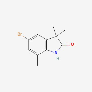 molecular formula C11H12BrNO B1380025 5-溴-3,3,7-三甲基-2,3-二氢-1H-吲哚-2-酮 CAS No. 1379363-44-6
