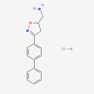 [3-(4-Phenylphenyl)-4,5-dihydro-1,2-oxazol-5-yl]methanamine hydrochloride
