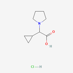 molecular formula C9H16ClNO2 B1380092 2-环丙基-2-(吡咯啉-1-基)乙酸盐酸盐 CAS No. 1461704-64-2
