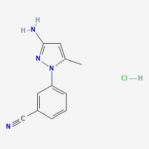 molecular formula C11H11ClN4 B1380107 3-(3-氨基-5-甲基-1H-吡唑-1-基)苯甲腈盐酸盐 CAS No. 1797026-71-1