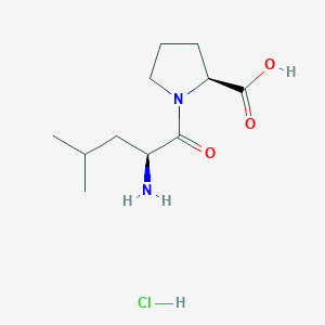 molecular formula C11H21ClN2O3 B1380122 (S)-1-((S)-2-Amino-4-methylpentanoyl)pyrrolidine-2-carboxylic acid hydrochloride CAS No. 87178-63-0
