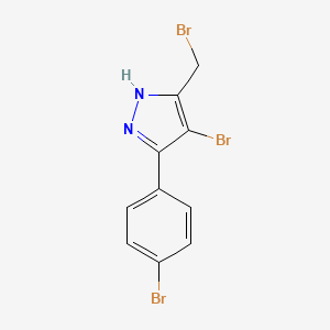 molecular formula C10H7Br3N2 B1380133 4-Bromo-5-(bromomethyl)-3-(4-bromophenyl)-1H-pyrazole CAS No. 1240302-92-4