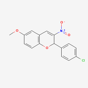 molecular formula C16H12ClNO4 B13801720 2-(4-Chlorophenyl)-6-methoxy-3-nitro-2H-1-benzopyran CAS No. 57544-20-4