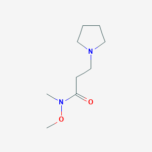 molecular formula C9H18N2O2 B1380176 N-methoxy-N-methyl-3-(pyrrolidin-1-yl)propanamide CAS No. 1487917-23-6
