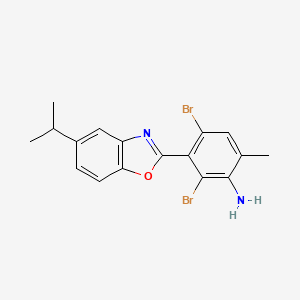 molecular formula C17H16Br2N2O B13801780 2,4-Dibromo-3-(5-isopropyl-1,3-benzoxazol-2-YL)-6-methylaniline 