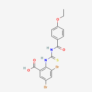 3,5-Dibromo-2-[[[(4-ethoxybenzoyl)amino]thioxomethyl]amino]-benzoic acid