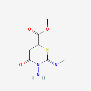 molecular formula C7H11N3O3S B13801900 2H-1,3-Thiazine-6-carboxylic acid, 3-aminotetrahydro-2-(methylimino)-4-oxo-, methyl ester 