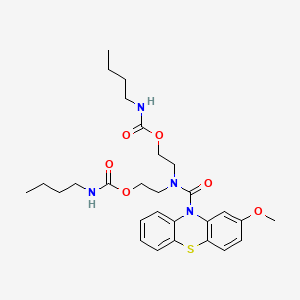 molecular formula C28H38N4O6S B13801950 Carbamic acid, butyl-, (((2-methoxy-10H-phenothiazin-10-yl)carbonyl)imino)di-2,1-ethanediyl ester CAS No. 65241-11-4