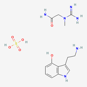 molecular formula C14H24N6O6S B13801951 3-(2-aminoethyl)-1H-indol-4-ol;2-[carbamimidoyl(methyl)amino]acetamide;sulfuric acid 