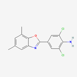 molecular formula C15H12Cl2N2O B13801981 2,6-dichloro-4-(5,7-dimethyl-1,3-benzoxazol-2-yl)aniline 