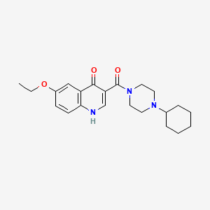 molecular formula C22H29N3O3 B13802000 (4-Cyclohexyl-1-piperazinyl)(6-ethoxy-4-hydroxy-3-quinolinyl)methanone 