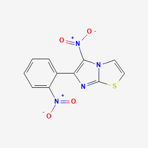 molecular formula C11H6N4O4S B13802014 5-Nitro-6-(nitrophenyl)imidazo(2,1-b)thiazole CAS No. 96126-06-6