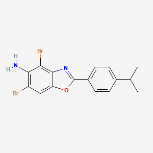 molecular formula C16H14Br2N2O B13802098 4,6-Dibromo-2-(4-isopropylphenyl)-1,3-benzoxazol-5-amine CAS No. 637302-99-9