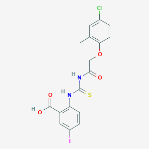 molecular formula C17H14ClIN2O4S B13802114 2-[[2-(4-Chloro-2-methylphenoxy)acetyl]carbamothioylamino]-5-iodobenzoic acid 