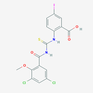 2-[(3,5-Dichloro-2-methoxybenzoyl)carbamothioylamino]-5-iodobenzoic acid