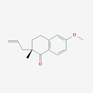 molecular formula C15H18O2 B13802205 1(2H)-Naphthalenone,3,4-dihydro-6-methoxy-2-methyl-2-(2-propenyl)-,(2S)-(9CI) 