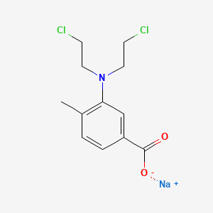 molecular formula C12H14Cl2NNaO2 B13802238 p-Toluic acid, 3-(bis(2-chloroethyl)amino)-, sodium salt CAS No. 52616-25-8