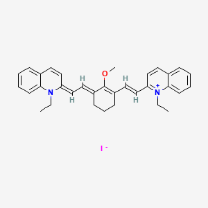 molecular formula C33H35IN2O B13802291 1-Ethyl-2-[(E)-2-(3-((E)-2-[1-ethyl-2(1H)-quinolinylidene]ethylidene)-2-methoxy-1-cyclohexen-1-YL)ethenyl]quinolinium iodide 