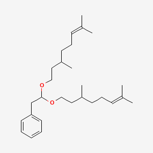 molecular formula C28H46O2 B13802298 (2,2-Bis((3,7-dimethyl-6-octenyl)oxy)ethyl)benzene CAS No. 67634-04-2